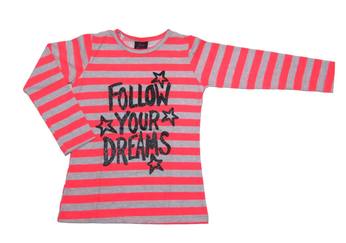 Remera Manga Larga Estampada Rayado y Brillo