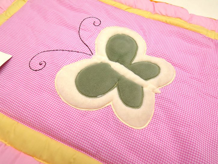 Acolchado de Catre / Moisés Rosa y Amarillo Mariposa Con Chifle Verde