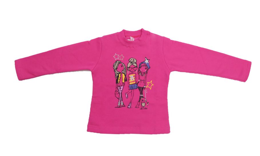 Buzo de Friza con dibujos de nena y estrellas