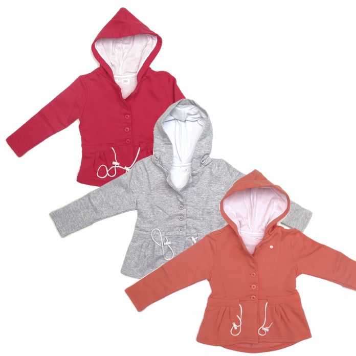 Campera Frisa Nena Con Capucha Roja Gris Salmon Rosa Diego