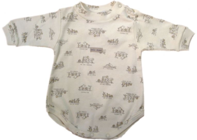 Body Manga Larga Interlok Estampado Conejitos