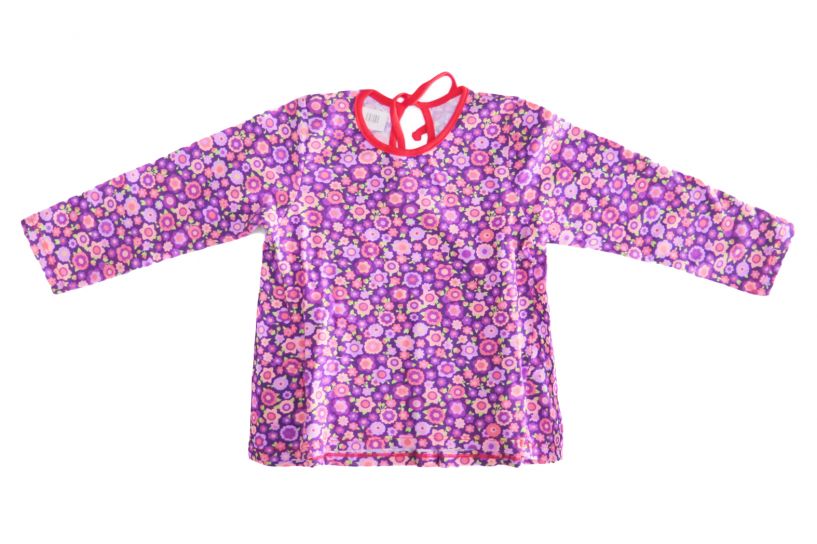 Remera Manga Larga Estampada Con Volado algodon modal