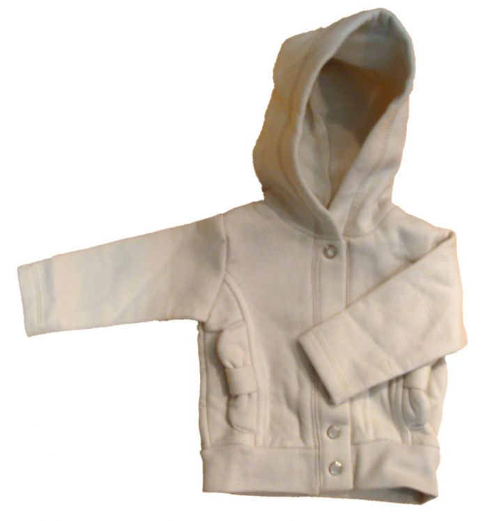 Campera Jogging Frisa Con Capucha Interlock Blanca Bebe