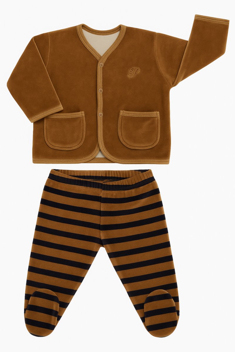 Conjunto Plush Saco y Pantalon Rayado