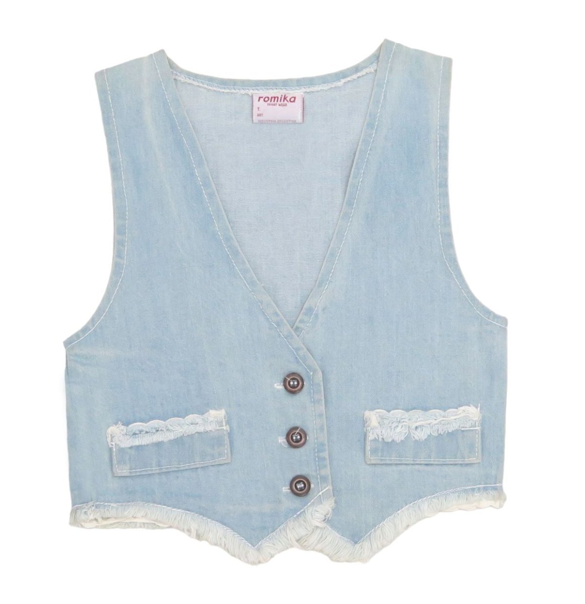 Chaleco Jean con bolsillo y flequillo