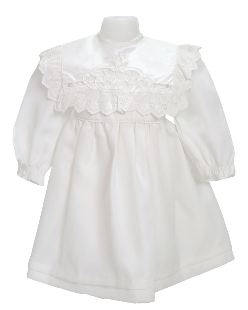Vestido de Bautismo Manga Larga con cuello bordado