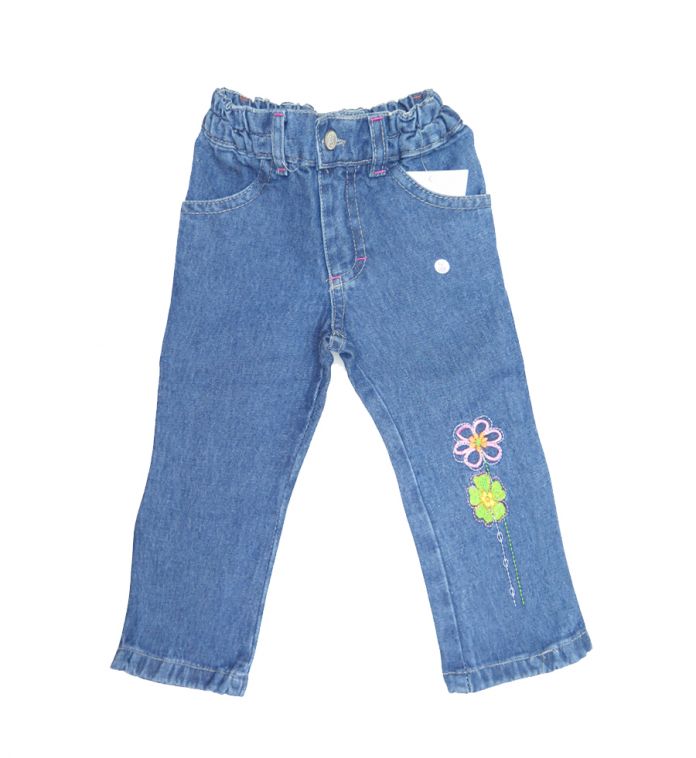 Pantalon de Jean Con Flores Brdadas