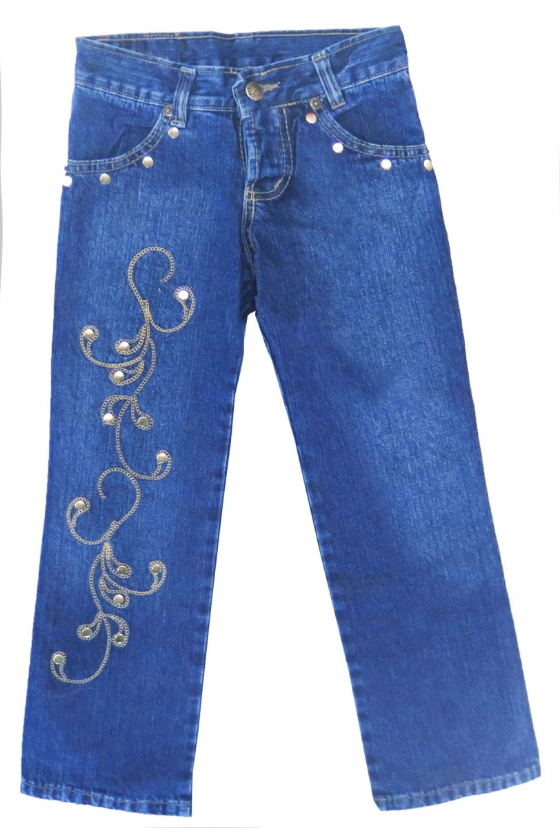 Pantalon de Jean Bordado con Tachas