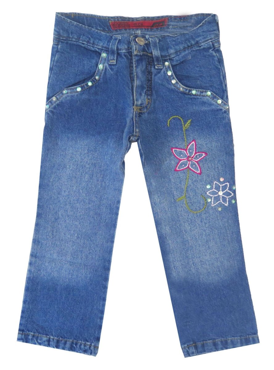 Pantalón de Jean Flores Bordadas y Tachas