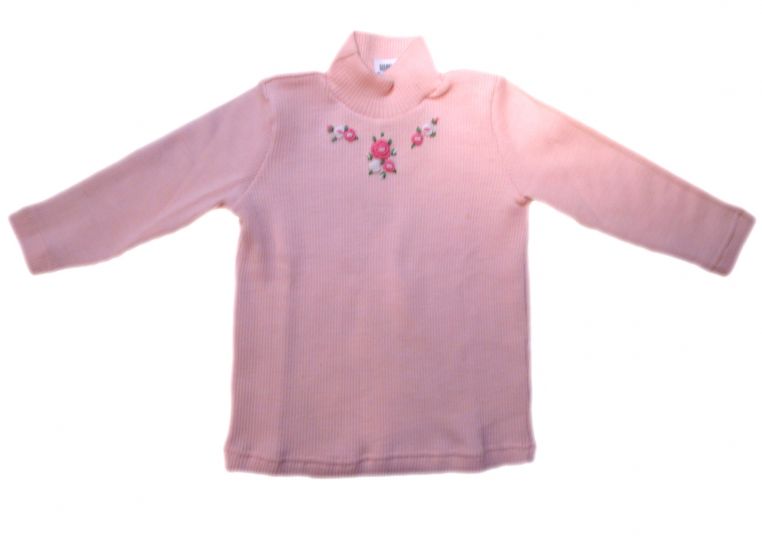 Polera morley frosa con flores bordadas