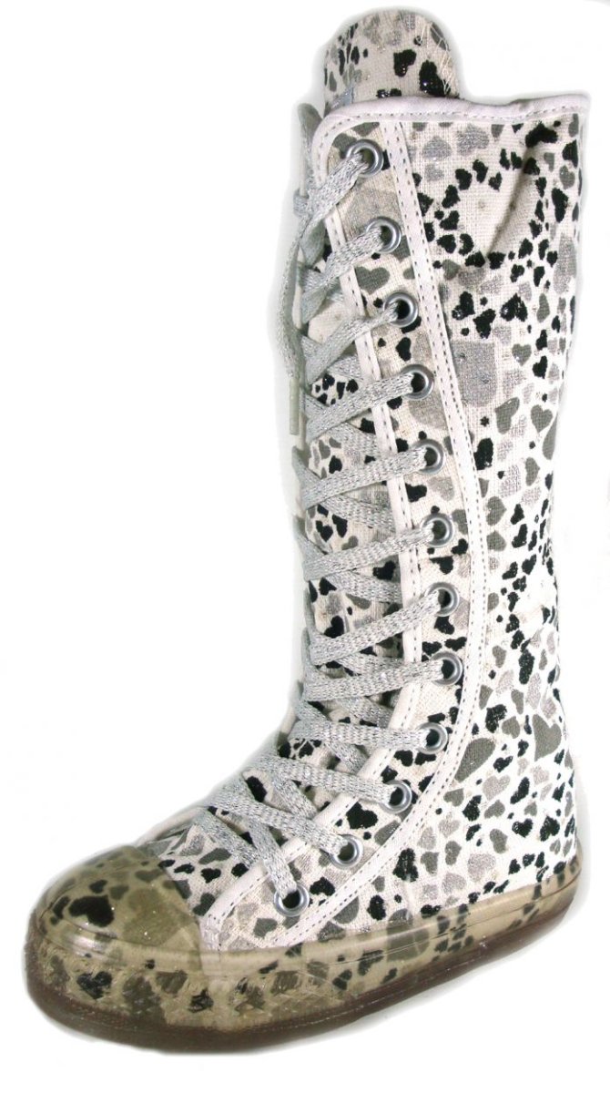 Bota Caña Alta Lona Cordon Animal Print