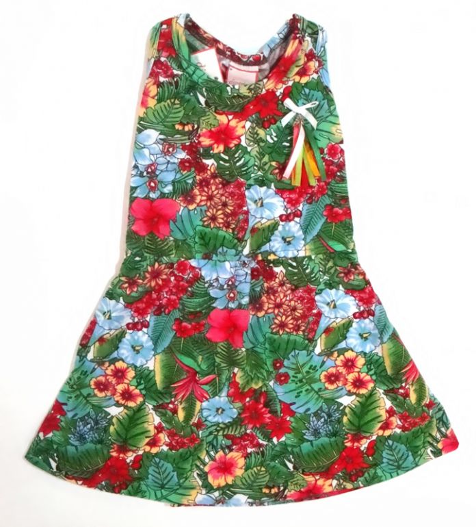 Vestido estampado de algodon con volados