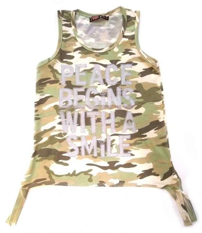 Remera Musculosa Camuflada Con Brillo