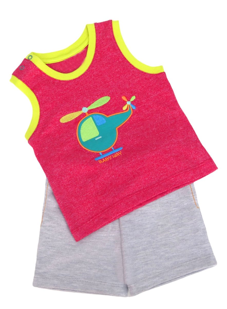 Conjunto de musculosa bordada y short de bebe varon