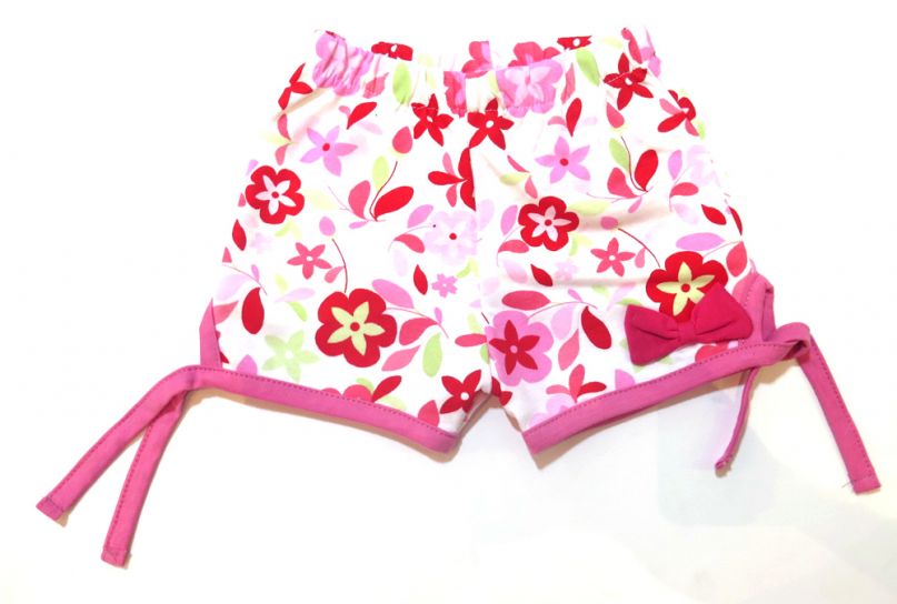 Short de algodon rustico estampado con moños los costados