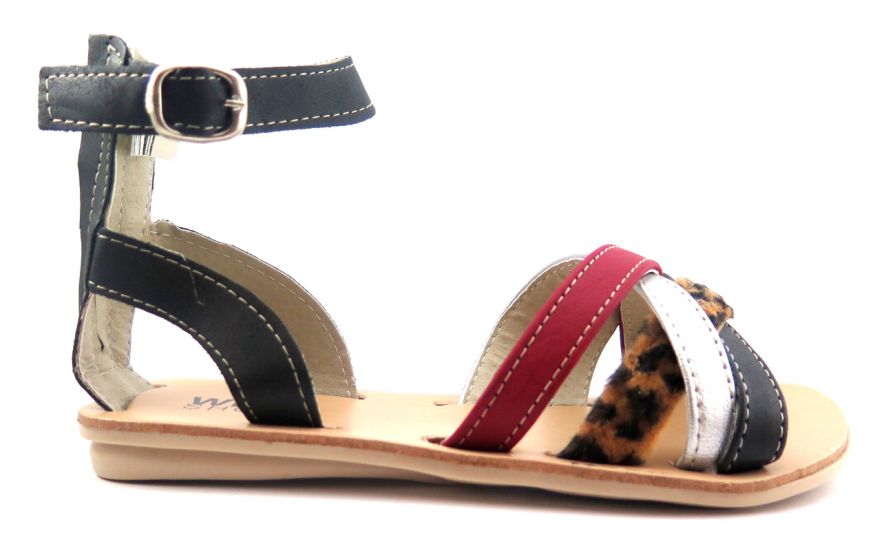 Sandalia con pulsera con hebilla 4 tiras en empeine