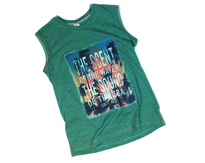 Remera Musculosa Estampado Palmeras con Inscripcion