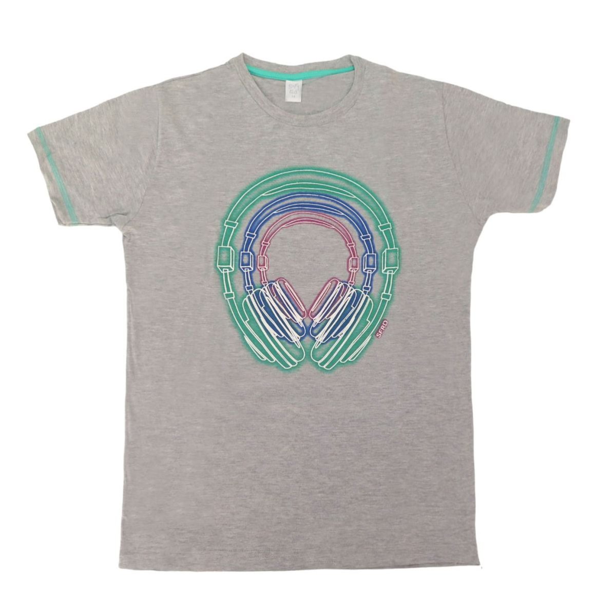 Remera Manga Corta Estampado Auriculares
