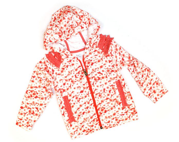 Campera algodón rustico estampada con capucha de bebe