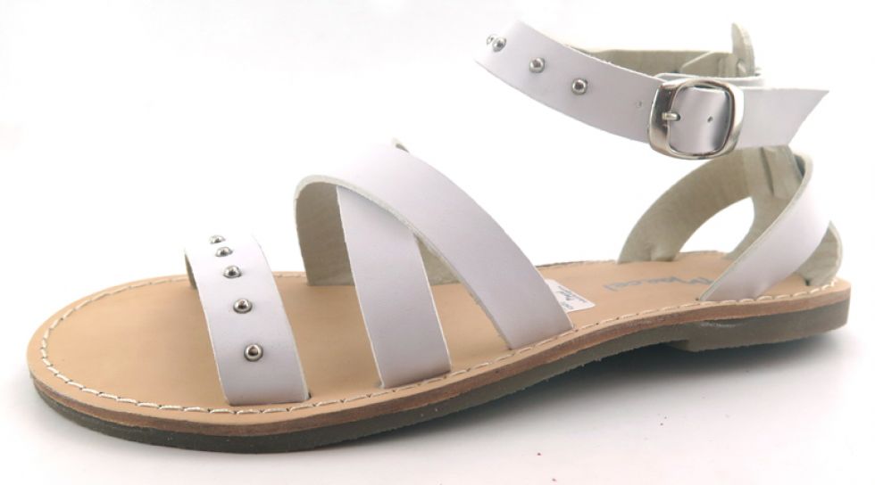 Sandalias de Cuero Con Tachas Hebilla Mini Ladys