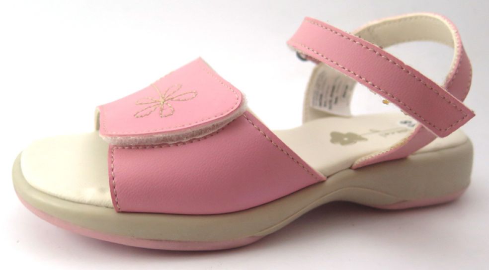 Sandalias Con Velcro Con Flor Bordada
