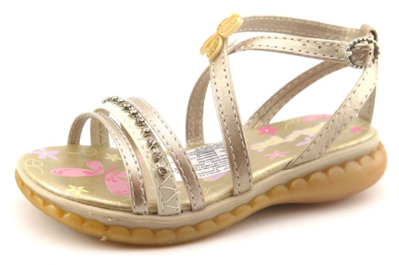 Sandalia Con Tiras Hebilla Brillo Strass Lentejuelas Flor