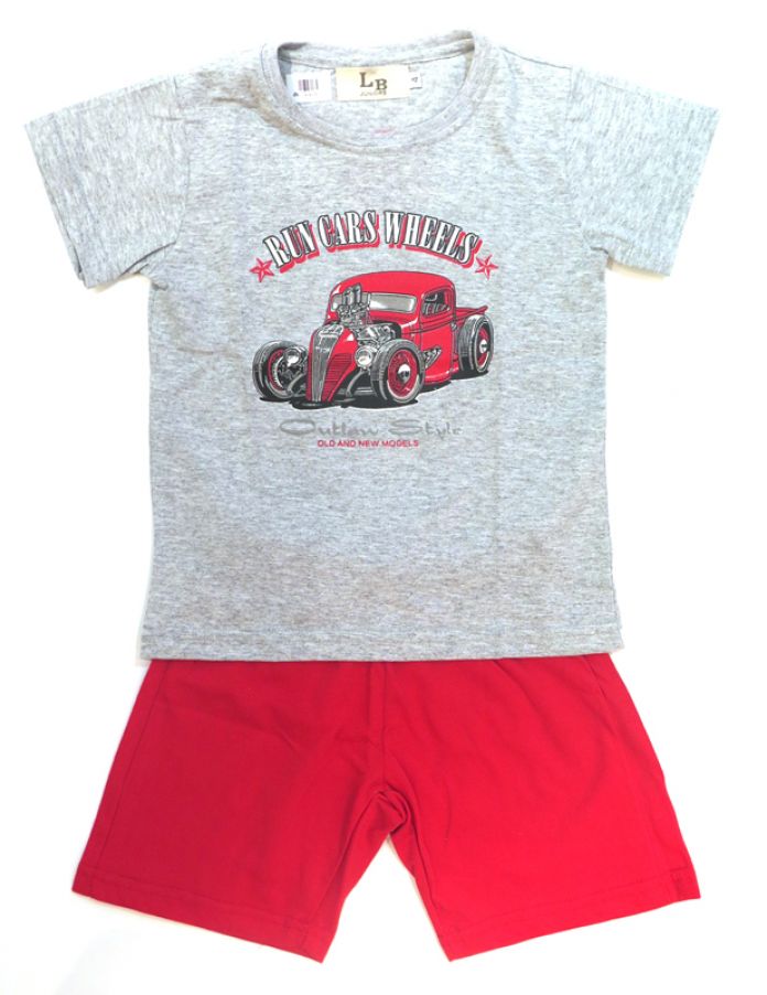 Pijama Corto Remera Manga Corta y Short Auto Wheels