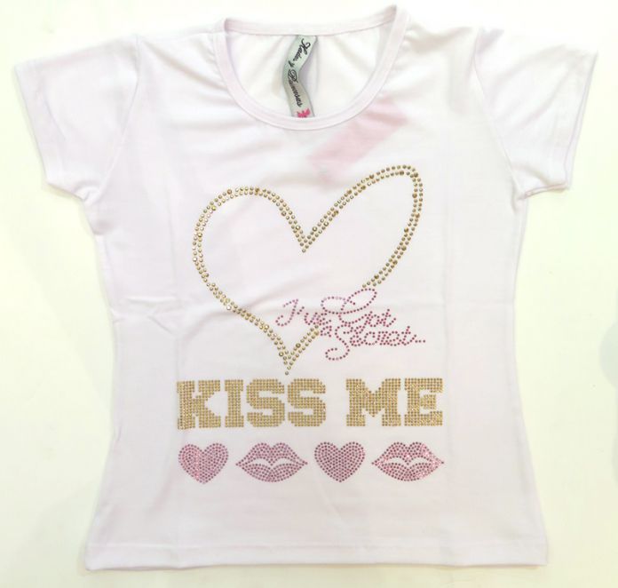 Remera Manga corta Con Brillo Tachas Corazon