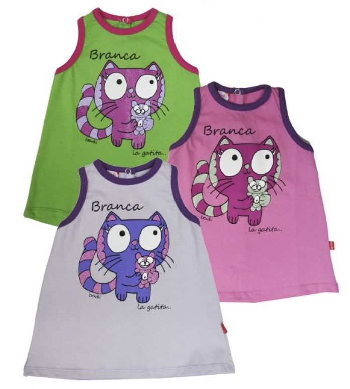 Remera Musculosa Estampada con detalle de brillo "Branca la gatita"