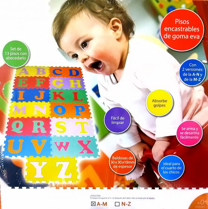 Piso Baldosas de Goma Eva X 13 Unidades con Letras Encastrables de la N a la Z