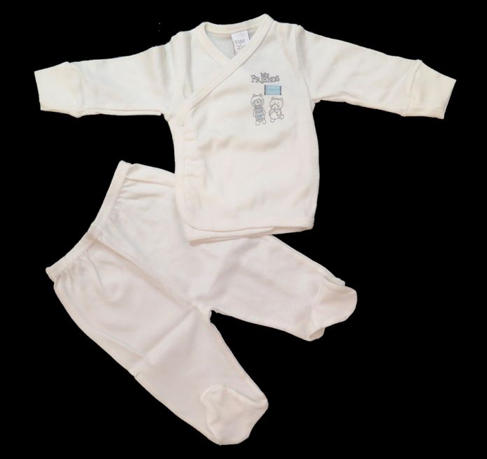 Conjunto Batita Cruzada Manga Larga Con Medio Osito Ranita Con Pie