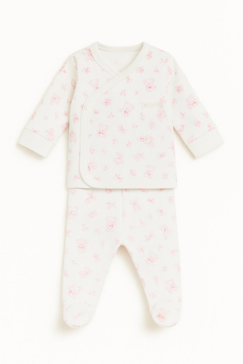 Conjunto Batita Manga Larga Pantalon Con Pie Estampado