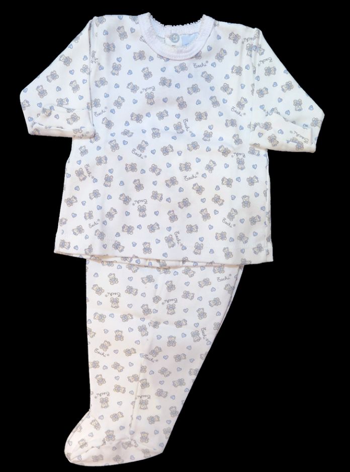 Conjunto Batita Abrochada Atras Ositos y Corazones Con Medio Osito Ranita Con Pie