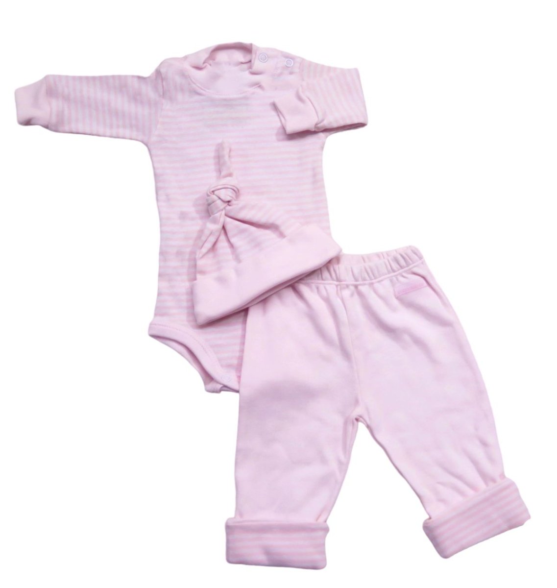 Conjunto 3 Piezas Body Rayado Con Medio Osito Ranita Lisa Con Gorro Rayado