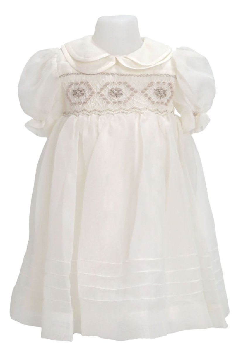 Vestido Punto Smock y punto rococo en gasa