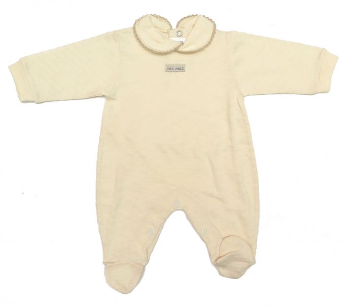 Enterito Con Pie Manga Larga Liso Desagujado Con Cuello Baby