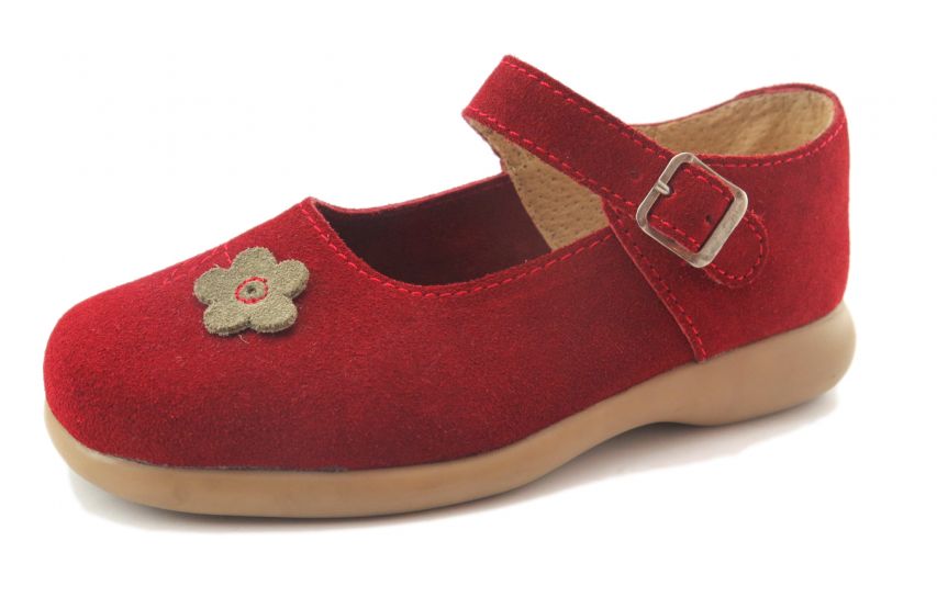 Guillermina Chinita Chatita Con Hebilla de Gamuza Bordada Flor