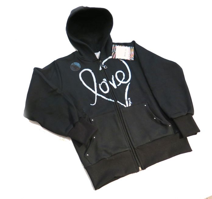 Campera de Algodon Frizado con Capucha Estampada Love