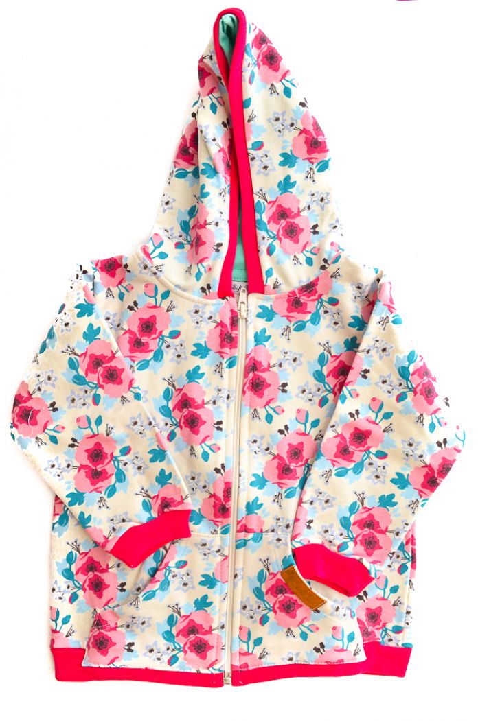 Campera de algodon frizada estampada