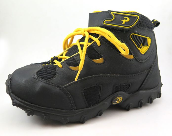 Borcego Bota  de Cuerina y Tela Con Cordon y Velcro