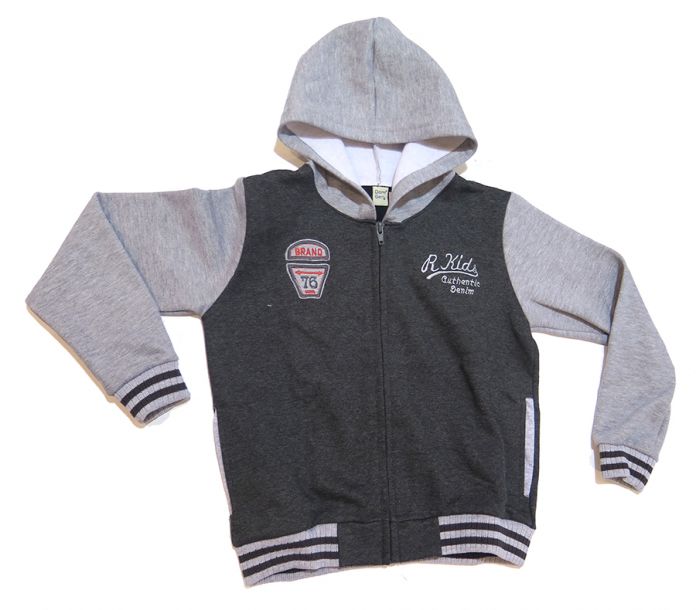 Campera de Algodon Frizada Con Capucha y Puño Tipo Universitaria Bordado 76