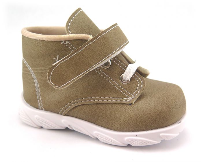Bota Borcego De Eco Cuero Con Cordon y Velcro