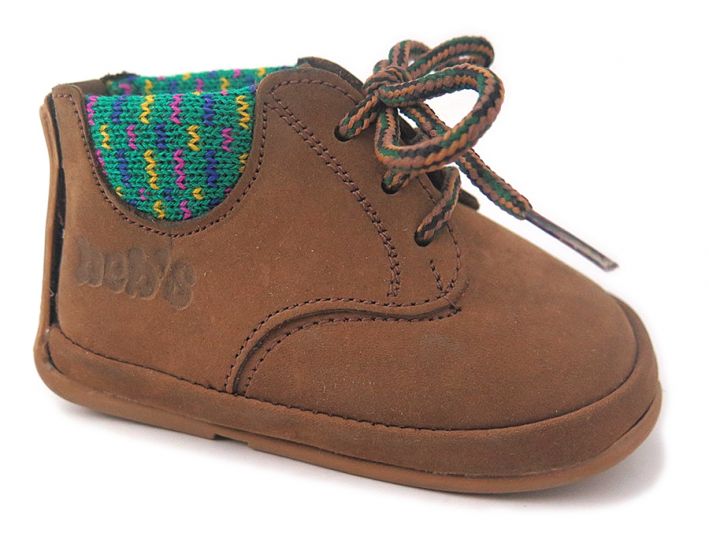 Zapatito Botita Nobuk Con Cordon Tejido Multicolor