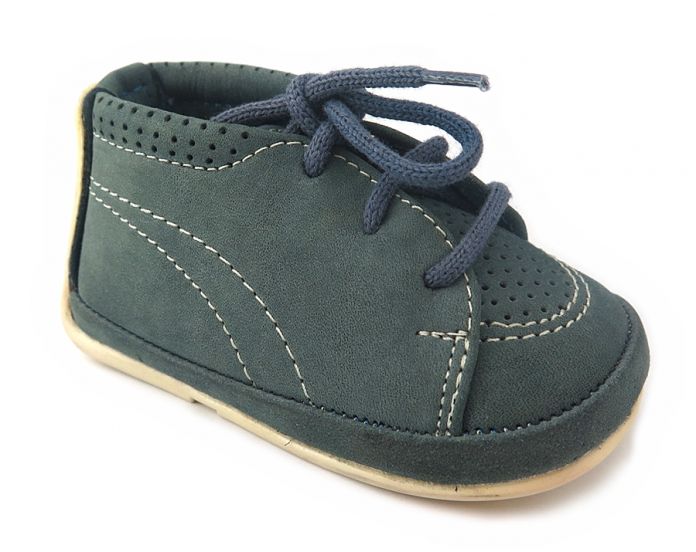 Zapatito Botita Nobuk Con Cordones Picado