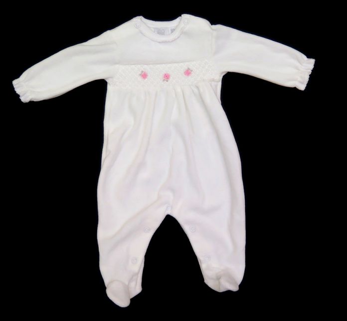 Enterito Plush C/ Florcita Bordadas Punto Smock