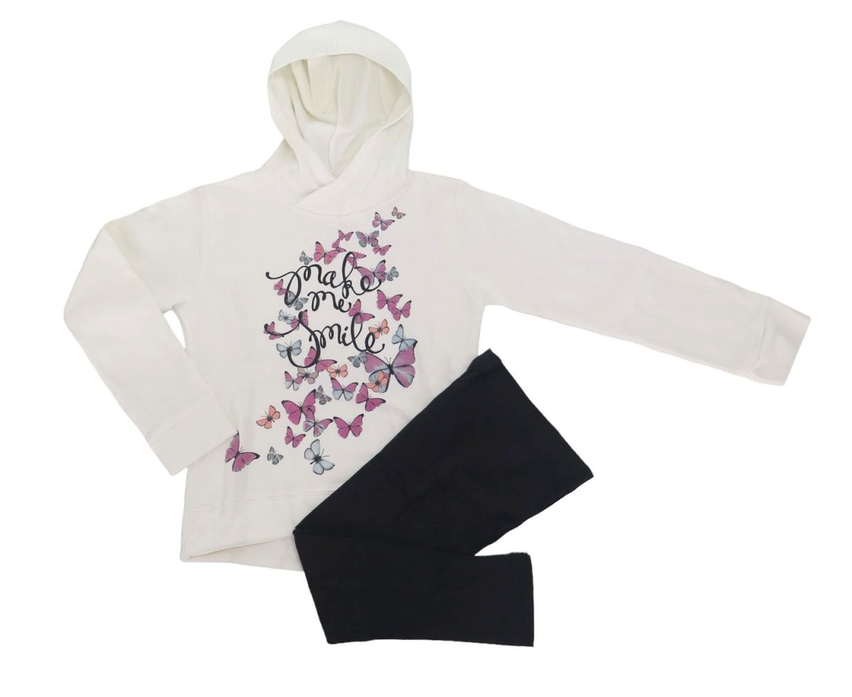 Conjunto Jogging Buzo Estampado Mariposa Glitter con Capucha y Calza