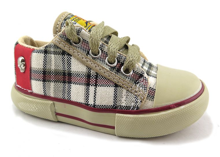 Zapatillas de Lona Con Cordon Escoces Con Aplique de Calavera