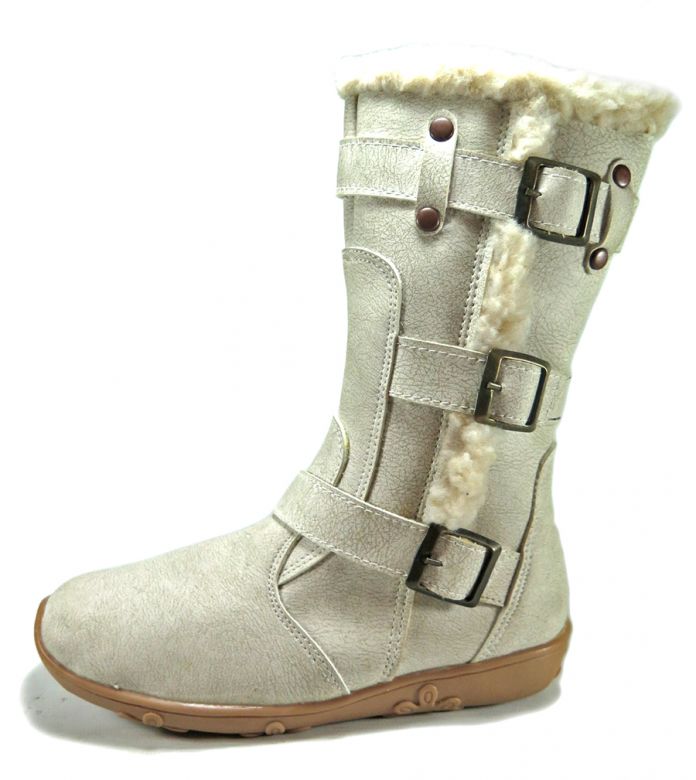 Bota Piel Tres Hebillas con Cierre