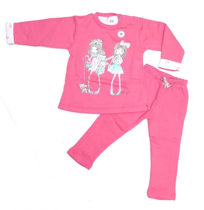Conjunto de Buzo Frizado Estampado Y Brillo Con Pantalon Con Moñito