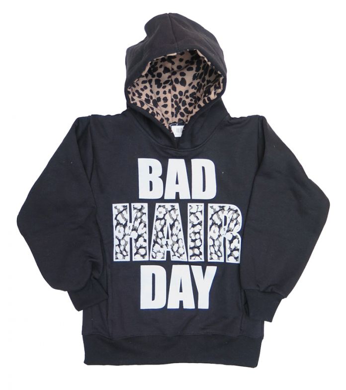 Buzo Frizado Con Capucha y Letras en Animal Print